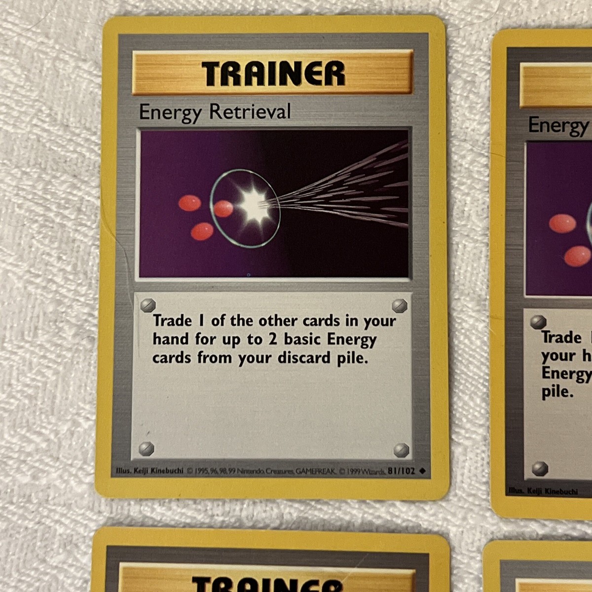Set Of 4 Energy Retrieval Pokemon Trainer Cards, Base Set, Unlimited, NM