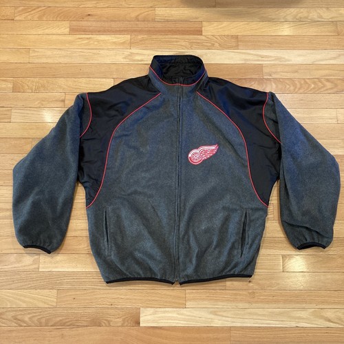 Giacca uomo vintage Detroit Red Wings grande reversibile pile ricamato NHL - Foto 6 di 12