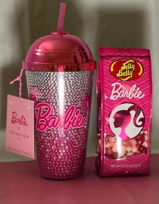 Barbie X Skinnydip 16 fl oz Graphic Tumbler - Pink & Barbie JellyBelly Candy.