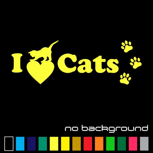 I Love Cats Sticker Vinyl Decal - Kitty Pets Cute Cat Animal Heart Car Window - Picture 7 of 17