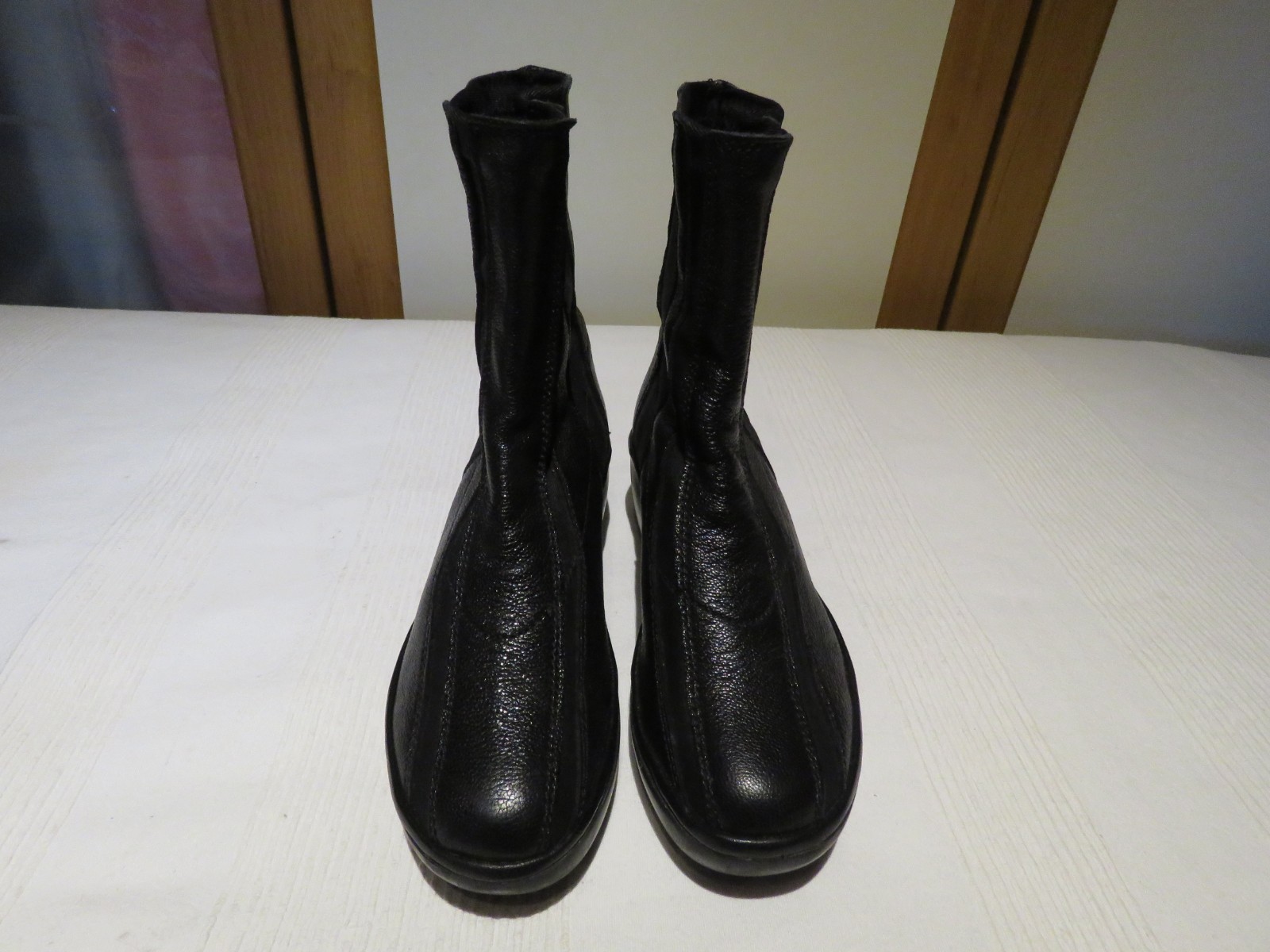 FLY LONDON BLACK LEATHER PLATFORM WEDGE PULL ON ANKLE BOOTS UK 4 EUR 37 RRP £145 image 7