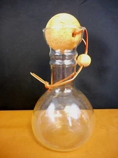 Danish Style Pyrex Glass Wine Decanter Carafe Cork Ball Stopper Mid Century
