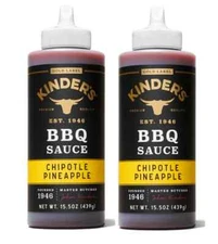 Kinder's® Chipotle Pineapple BBQ Sauce, Marinade, Glaze & Dip 15.5 oz (2 Pack)