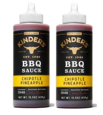 Kinder's  Chipotle Pineapple BBQ Sauce, Marinade, Glaze & Dip 15.5 oz (2 Pack)