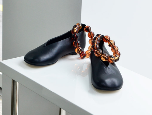 Zapatos De Cuero Perla hecho a mano] Mujer De Cuero Bailarina Adornado  Correa De Tobillo Min | eBay