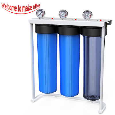 3-Stage 20''x4.5'' Whole House Water Filtration System+Big Housings&Pressure Gauge