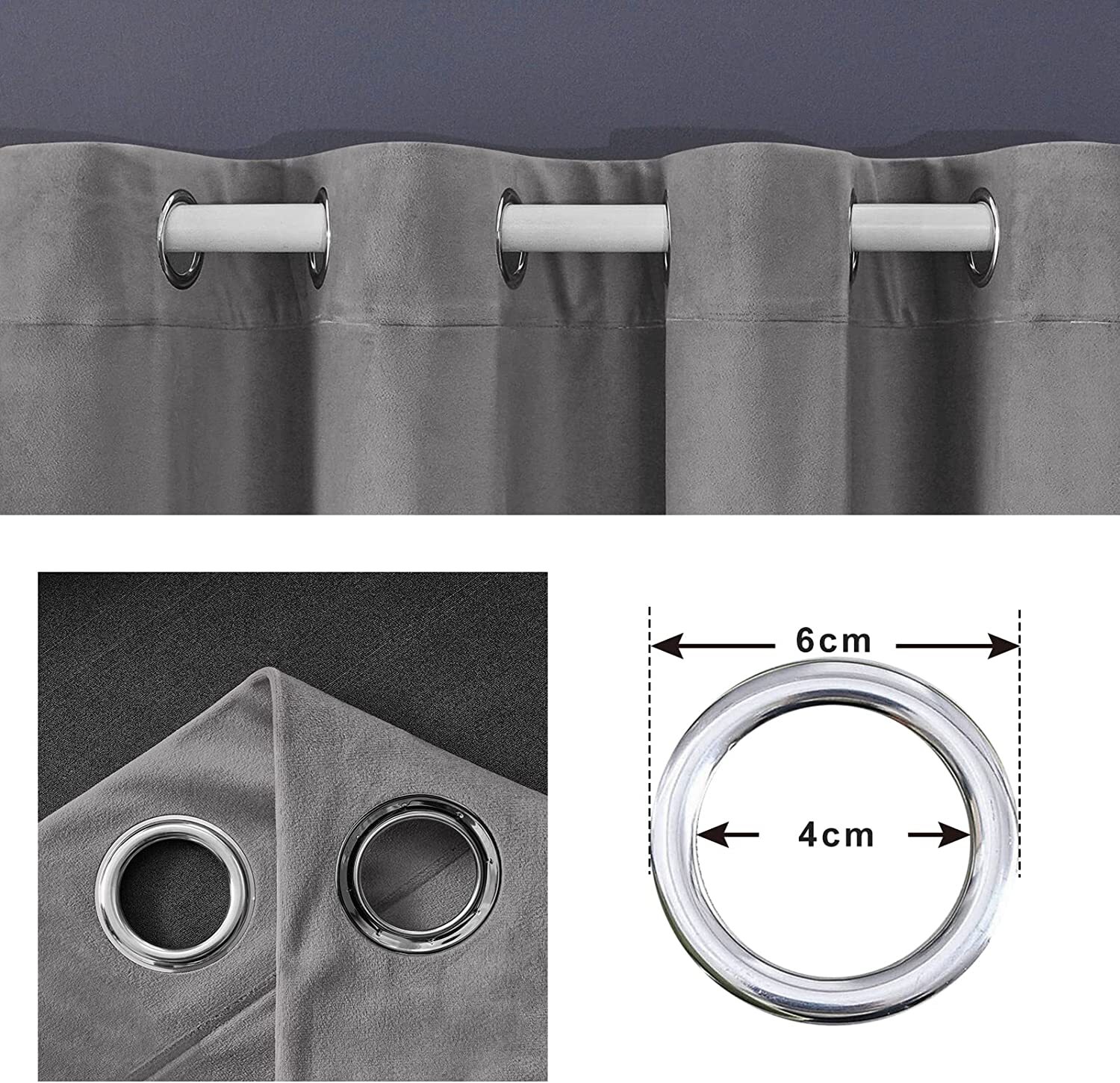 Pair Ready High Blackout Luxury Velvet Eyelet Curtain Thick Living Room