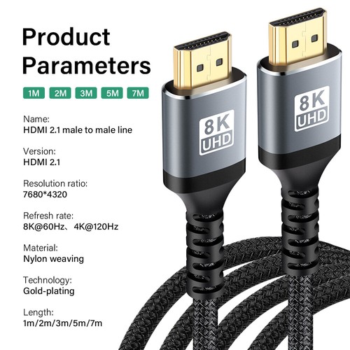 Premium 3D Dynamic HDR 48Gbps 8K HDMI 2.1 cavo per PS5 Xbox One Amazon Fire TV - Foto 8 di 8