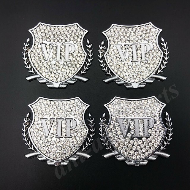 4x Metal Chrome Diamond VIP Luxury JDM JP Car Window Emblem Badge Decal