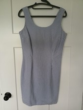 GAP sun dress/shift blue/white gingham size 8 100% cotton