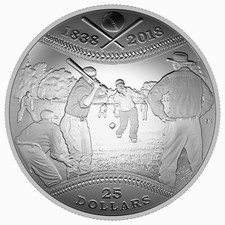 2018 $25 180th Anniversary of Canadian Baseball - 1 oz Pure Silver Coin