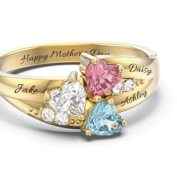 Personalized 2-3 Birthstone Mother's Ring Custom Gifts for mom Family ring - Image 3 of 4
