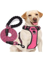 Tobedri No Pull Dog Harness Adjustable Reflective Oxford Easy Control Large Pink