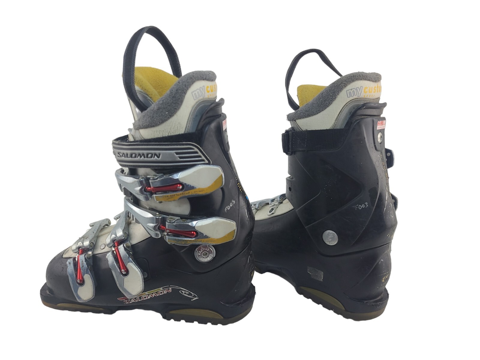 Salomon Performa Stivali da sci marroni bianchi blu navy Mondopoint 23 5