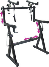 Adjustable Dual Piano Keyboard Stand with 2nd Tier for 54-88 Key Keyboards