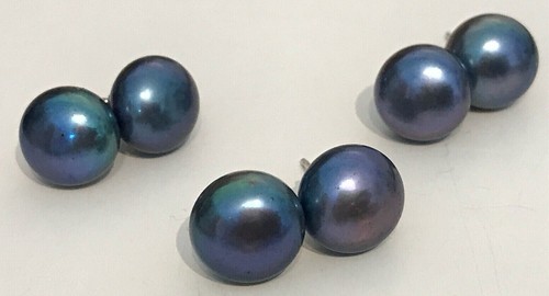 Freshwater Pearl Stud Earrings on 925 Sterling Silver Posts with Butterfly Backs - Picture 24 of 25
