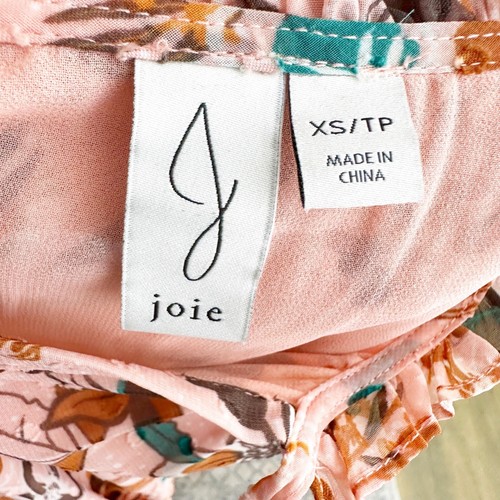 Joie Floral Peasant Top Chiffon Swiss Dot Blouse Puff Sleeves Boho Beach Size XS - Picture 10 of 10