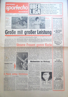 DEUTSCHES SPORTECHO 20. September 1965 Dresden-SCK 5:0 Dynamo-SCL 5:3 Aue-Jena