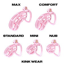 Honeycomb Chastity Cage Device Premium Kit with 5 Rings 5 Sizes Pink