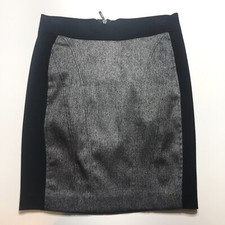 Bebe Skirt Womens 2 Black  Metallic Silver Tailored Essentials Corpcore Pencil