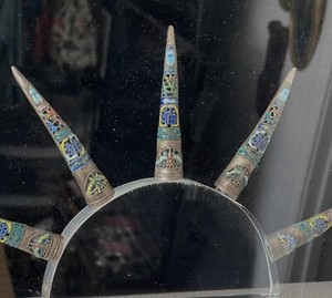 Vtg Sterling Silver Ornate Enamel Dragonfly Design Set 10 Finger nail Guards 925