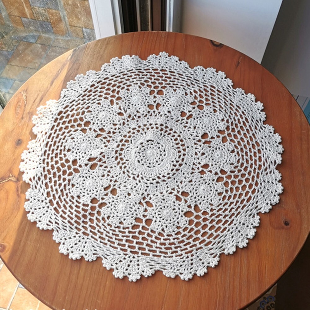 Exquisite Small Round Lace Tablecloth Vintage Crochet Design 50cm