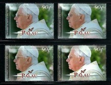 PALAU, SCOTT # 938, SET OF 4 MNH SINGLES POPE BENEDICT XVI VISIT TO USA 2008