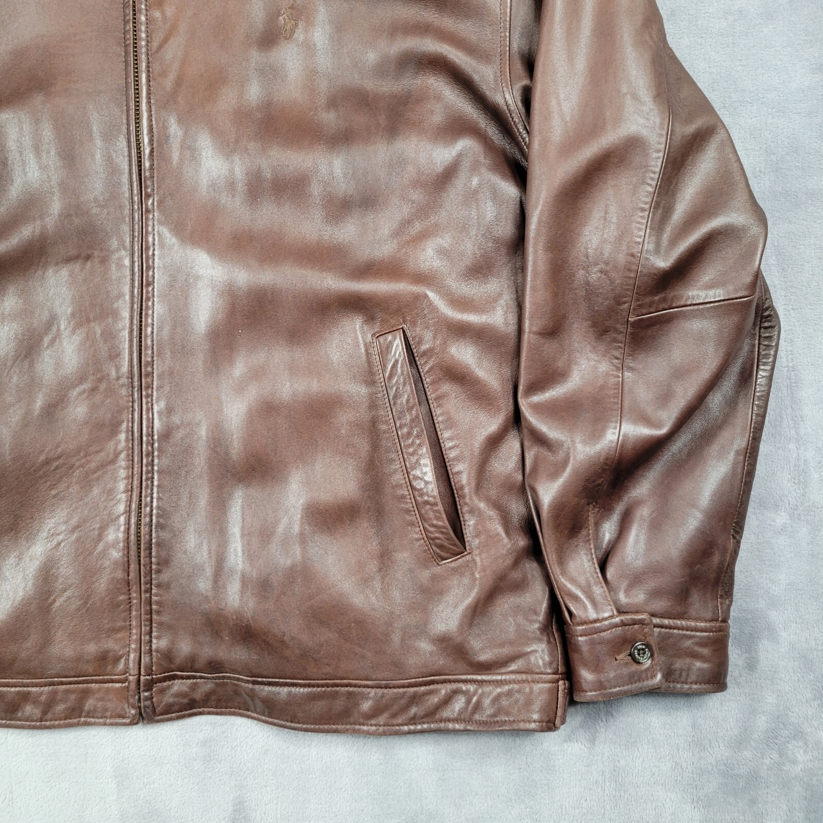 Polo Ralph Lauren Jacket Mens XXL Leather Bomber Brown Buttery Soft Plaid Lined eBay