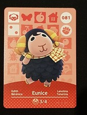 EUNICE ANIMAL CROSSING AMIIBO SERIES 1 CARD #081 TRACKED AU POST geniuine