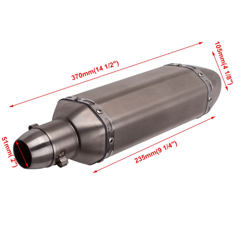 38-51mm Universal Motorcycle Exhaust Muffler Silencers Pipe w/ DB Killer@WPUR - Image 2 of 4