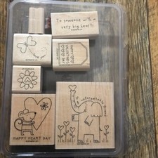 Stampin up Happy Heart day rubber stamps set of 7 in package valentines