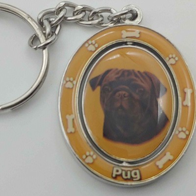 New Pug Dog Breed 2 Sided Spinning Keychain - high quality metal key chain
