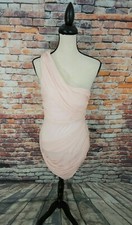 $264 Alice + Olivia Pale Pink One Shoulder Silk Grecian Party Evening Dress Sz M