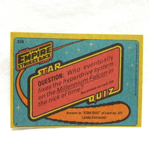 STAR WARS THE EMPIRE STRIKES BACK C-3PO TRADING CARD #228 (A) - Picture 2 of 2