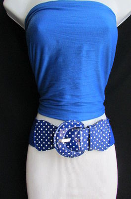 WOMEN HIP HIGH WAIST ELASTIC BLUE WIDE FASHION CUTE BELT  display picture 1