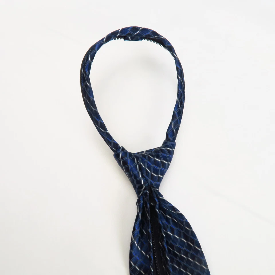 Пуританский мужской галстук на шею узловатая регулируемая молния Bue белый геометрический полиэстер - Изображение 3 из 4