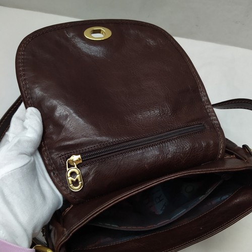 Marino Orlandi Brown Leather Turnlock Flap Closure Crossbody Bag - Picture 18 of 19