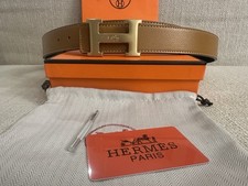 HERM S MEN'S BELT 38MM REVERSIBLE LEATHER STRAP TOGO CALFSKIN - 115 cm - NEW