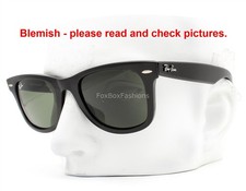 Ray-Ban Wayfarer Sunglasses RB 2140 901 Polished Black Green Glass 50mm Blemish