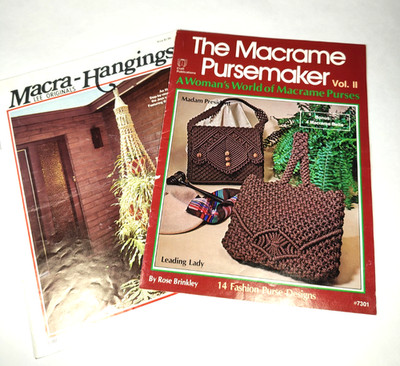2 MACRAME Instruction Booklets Wall Hangings Handbags Purses Belts Plant Hanger