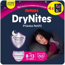 Huggies DryNites Windeln Windelhosen Mädchen 8-13J 30-48kg Jumbo Monatspack 52St