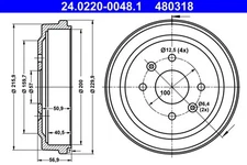 ATE 24.0220-0048.1 Brake Drum for Chevrolet