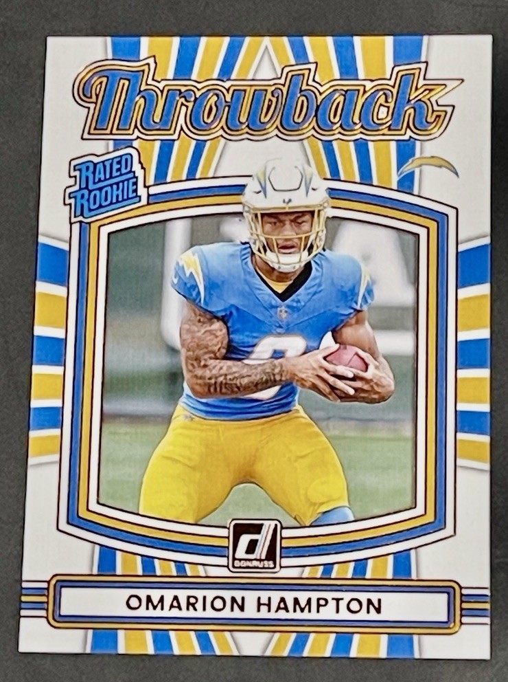 2025 Panini Donruss Omarion Hampton Rated Rookie Throwback RC #14 Chargers