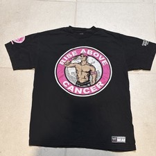 WWE John Cena Rise Above Cancer Black T-Shirt Men’s Medium WWE Authentic Y2K