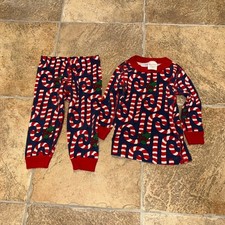 Hanna Andersson Candy Cane Holly Pajamas Set 18-24M Organic Cotton Long Johns