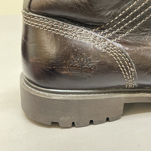 Timberland Originals Boots 6” Men 9.5 Brown Leather Grunge Combat Cap Toe Shoes - Picture 7 of 13