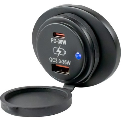 Seadog 426535-1 Sea-dog Oval Surface Mount Usb 3.0 & Usb-c Power Socket