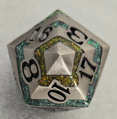 Dark Elf Dice Planar Infusion - Giant Metal D20 33mm TTRPG Game Die