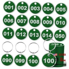 1-100 Numbered Key Tags Round ID Aluminum Alloy Metal Number Tags Green