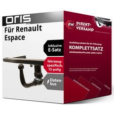 Für Espace V Typ JR (Oris) Anhängerkupplung abnehmbar + E-Satz 13pol neu
